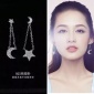 **版女式純銀耳釘氣質(zhì)簡約珍珠耳環(huán)墜星星月亮個性短款百搭耳飾